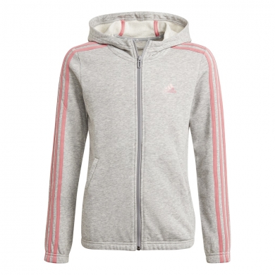 adidas Bluza z kapturem Fullzip Classic szara/różowa dla dziewczynek